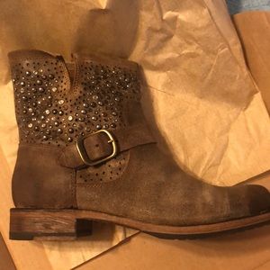Frye Brown Studded Ankle Boots